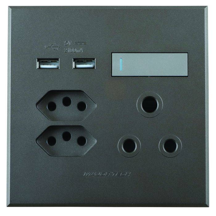 Veti 3 Titanium & Bronze 2 New RSA, 1 RSA & 2 USB Wall Socket 4x4