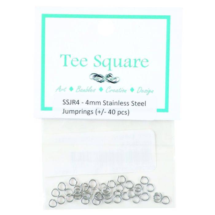 Tee Square Stainless Steel Jumprings 4mm - +/- 40 Piece
