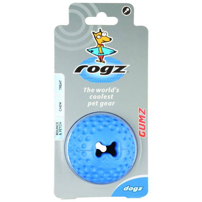 Rogz Blue Medium Rubber Gumz Treat Ball