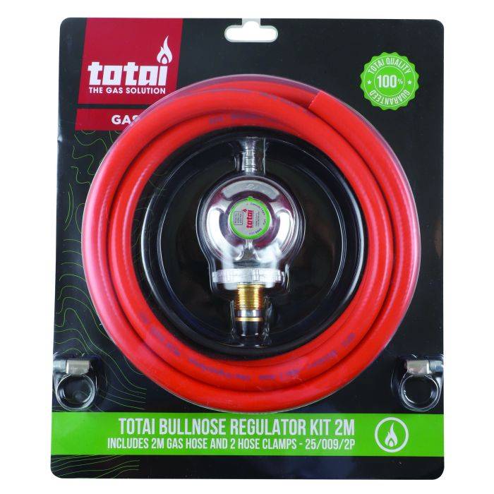 Totai Bullnose Gas Regulator With Hose & Clamps 2m