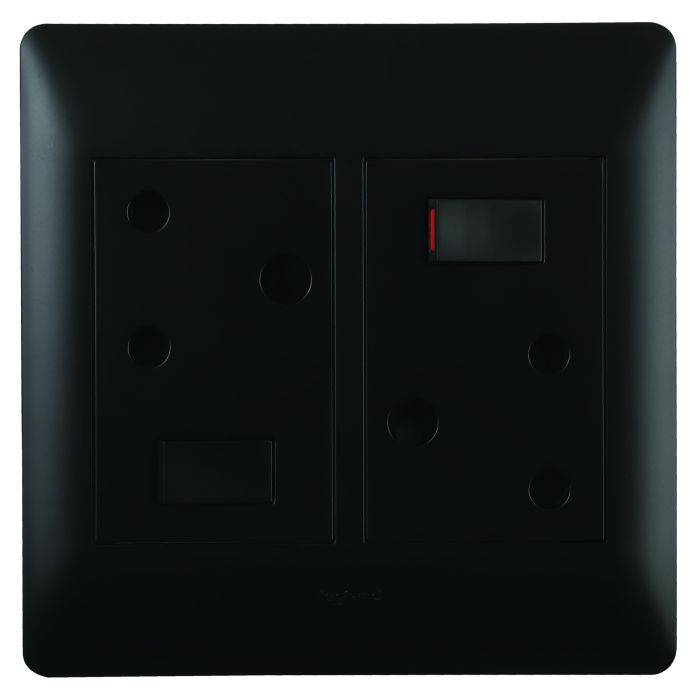 Legrand Ysalis Black Double RSA Wall Socket 4x4