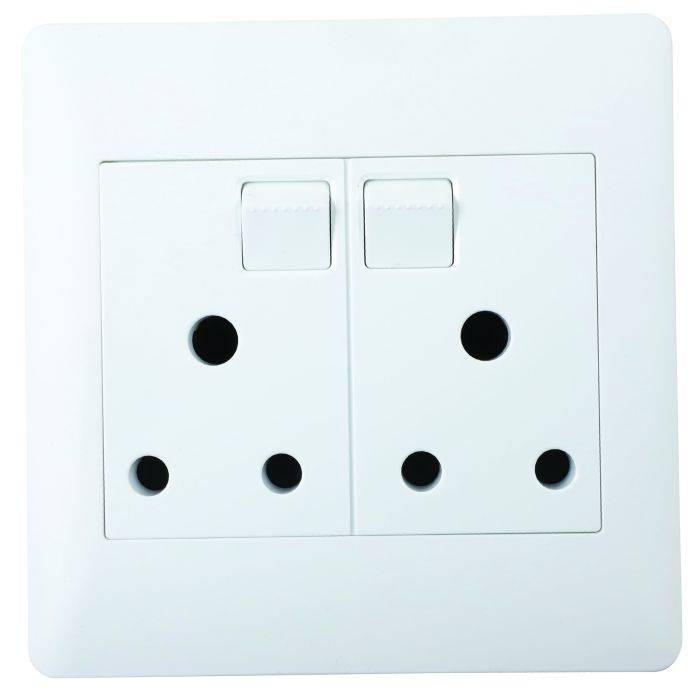 Lesco Apollo White Double RSA Wall Socket 4x4
