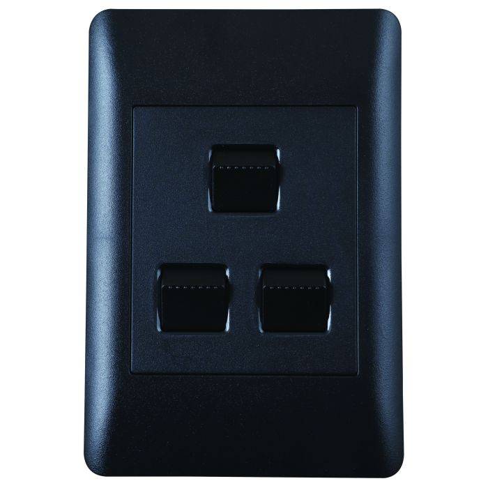 Lesco Apollo Black 3-Lever 1-Way Light Switch 2x4