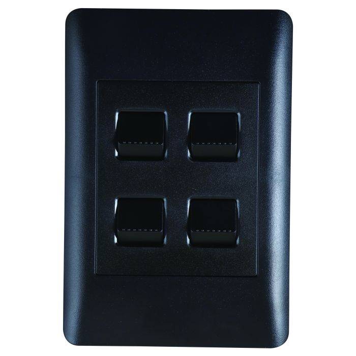 Lesco Apollo Black 4-Lever 1-Way Light Switch 2x4