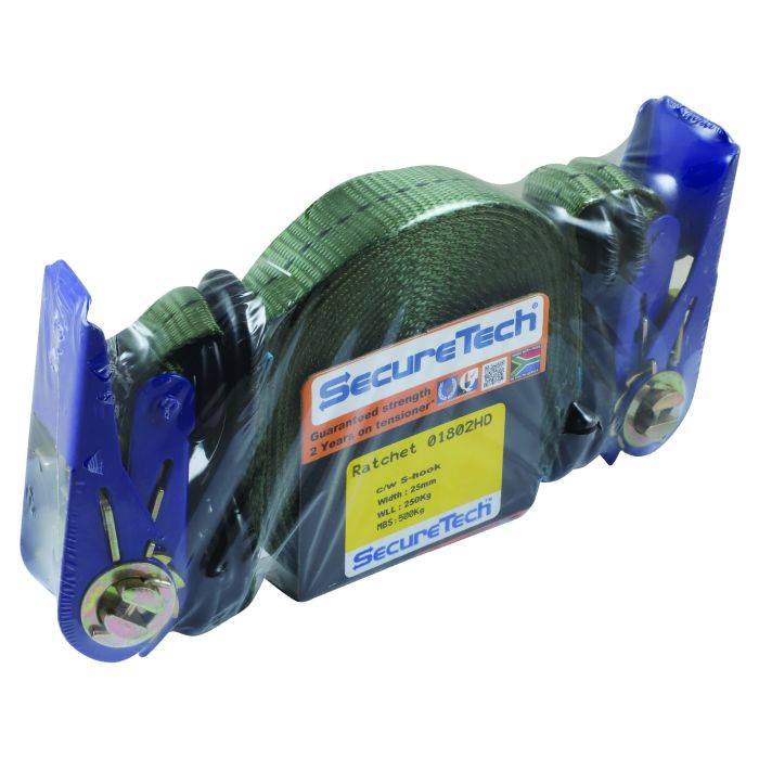 SecureTech Ratchet Strap Heavy Duty S-Hook 25mmX4.5M