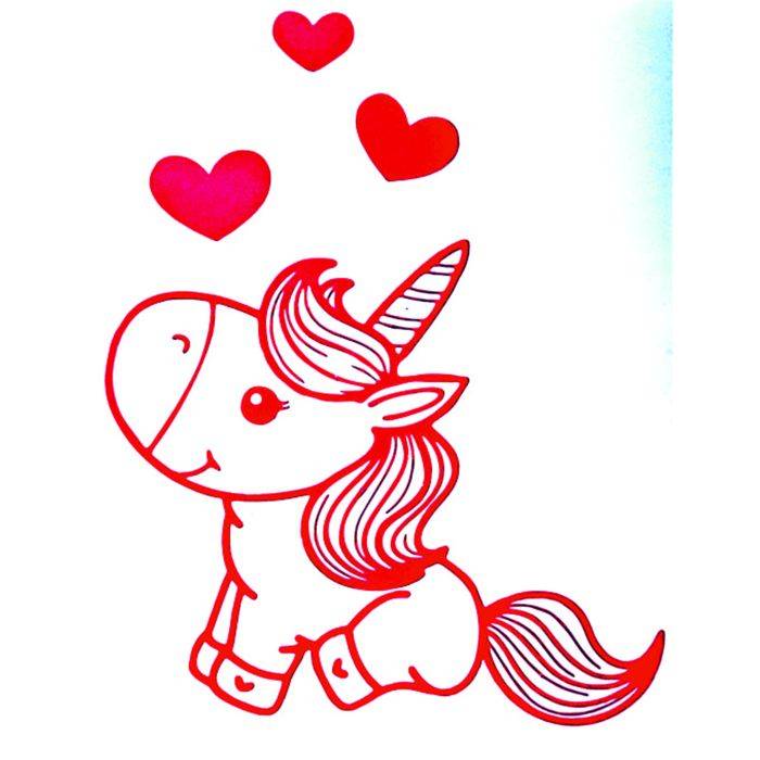 Unlimited Ideas Vinyl Pink Unicorn with heart Sticker