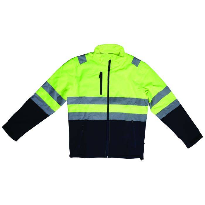 Hi-Vis Yellow & Navy Softshell Jacket- XXL