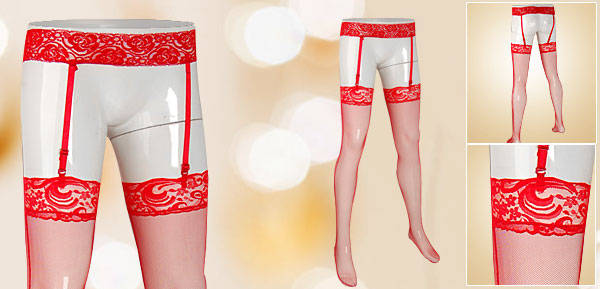 Red Stockings with garter belt with free gift