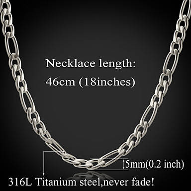 U7î Never Fade Men's 316L Titanium Steel Chunky Figaro Chain Necklace for Men 5MM 18Inches (46CM)