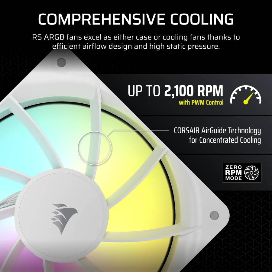 CORSAIR RS120 ARGB 120mm PWM Fan  White