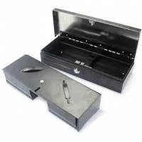 Maken Flip Top Cash Drawer; 24V; Black; W Stainless Steel Top; Epson Rj11 Printer Kick; Removable Ad