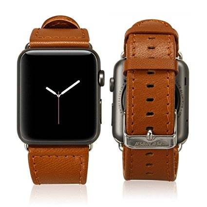 Jisoncase 42MM Apple Watch Band Genuine Lambskin Leather iWatch Replacement Watchbands with Classic