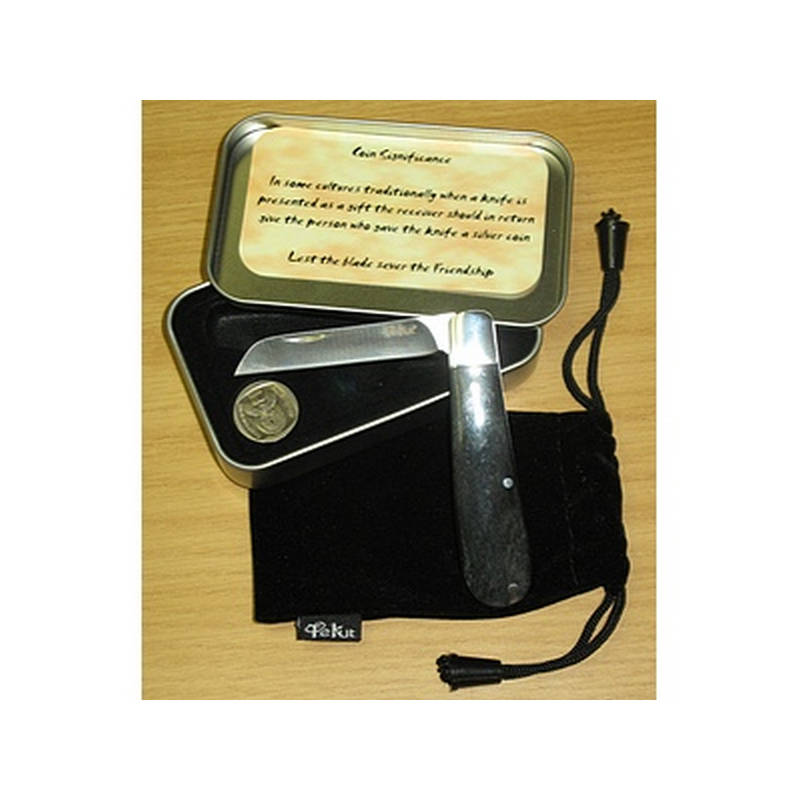 Tekut Bone Handle Biltong Knife In Tin - Black