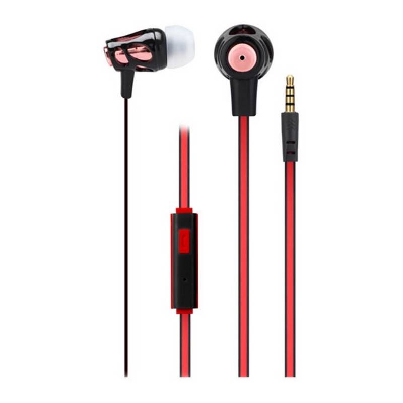 Astrum Stereo Earphones + Mic EARPHONE WIRE MIC 3.5MM RED + BLACK