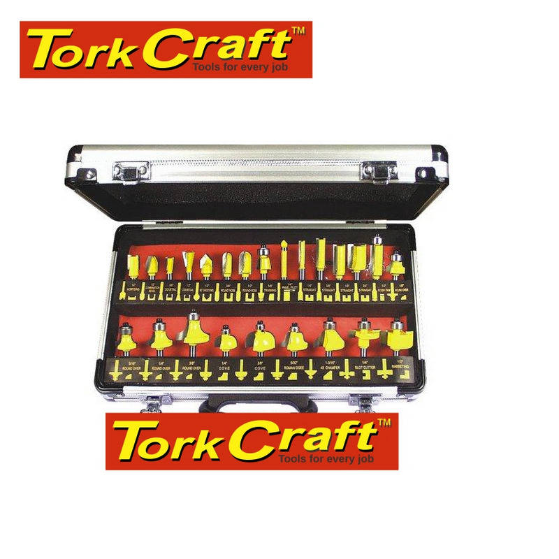 Tork Craft Router Bit Set 24 Piece 1/2" Shank Aluminium Case