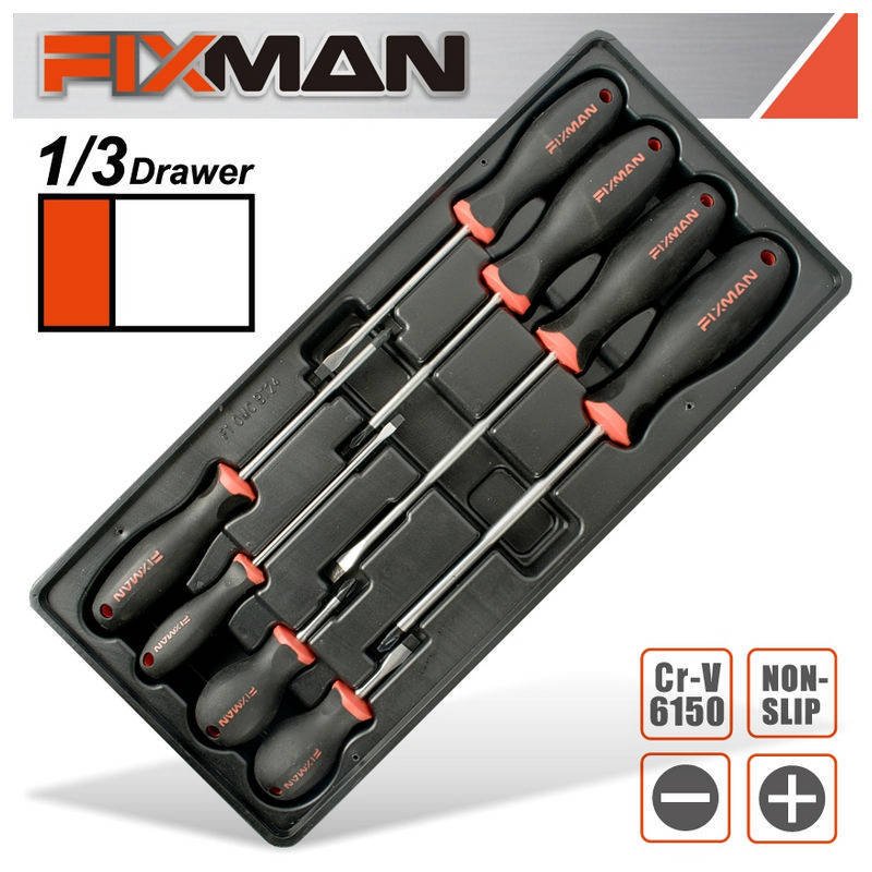 Fixman Tray 8 Piece Slotted And Phillips Screwdrivers