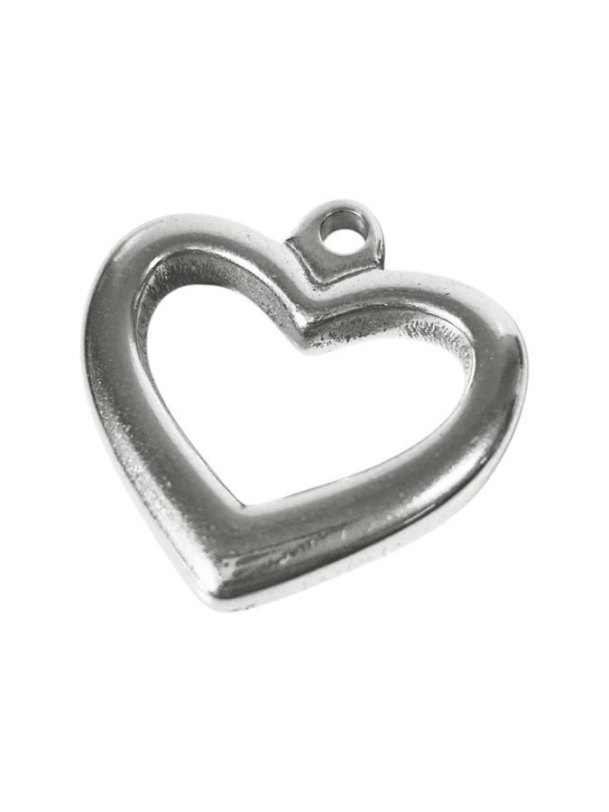 Rounded Heart Pendant in stainless steel, 21mm