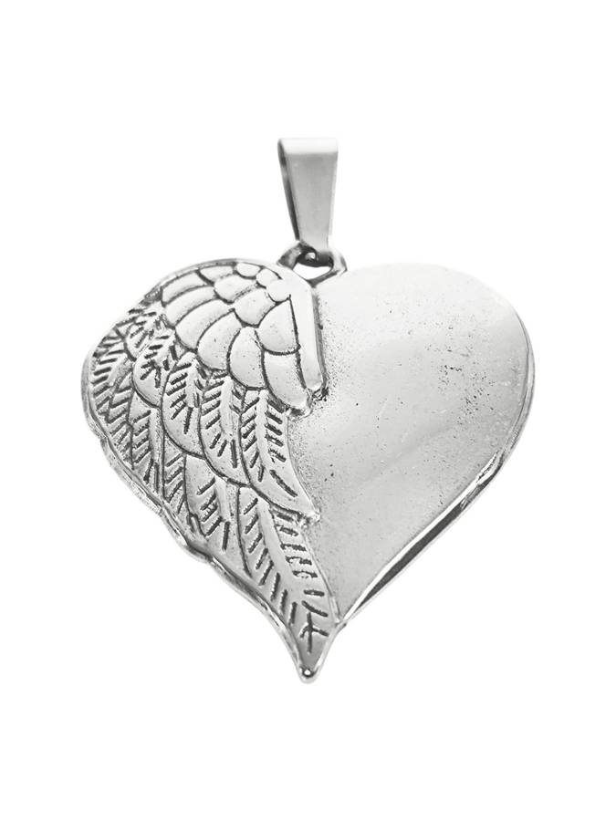 Rounded Heart Pendant in stainless steel, 29mm no bail