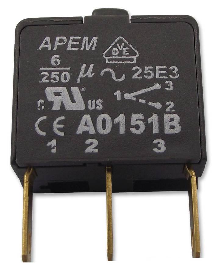 Apem (A0151B) Contact Block, SPCO, 6 A, 250 V, 1 Pole, Quick Connect