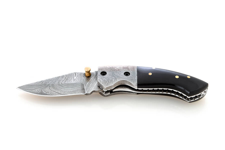 Buffalo Horn - Folding Knife - Leather Sheath