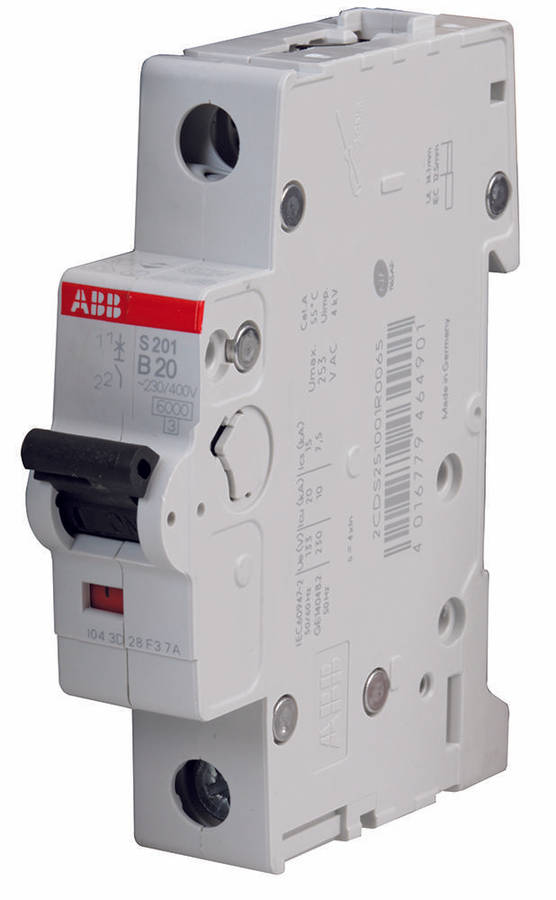Abb (S201-B20) Thermal Magnetic Circuit Breaker, 20 A, 1 Pole