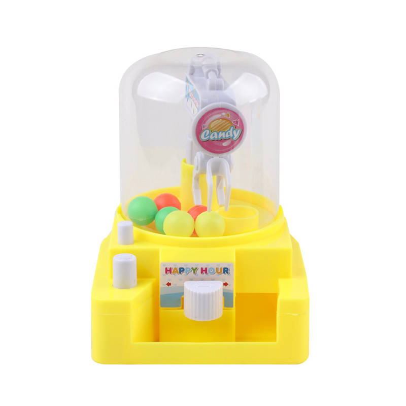 Mini Catching Balls Toy Manual Mini Doll Machine - Yellow