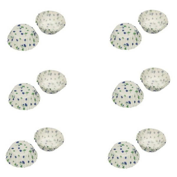 10 x 72 Pack Eddingtons Medium Baking Cupcake Muffin Cases White Blue Flowers