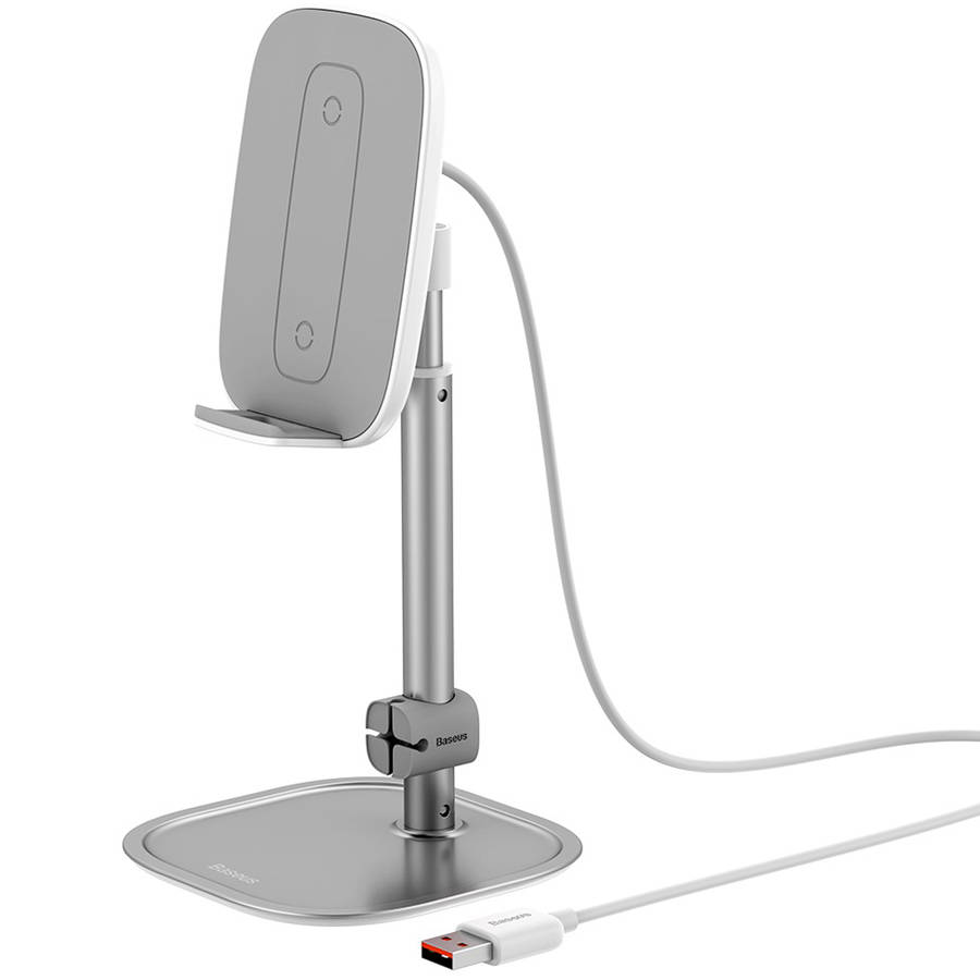 Baseus L.Y. Height Adjustable Wireless Charging Desktop Phone Bracket - Silver