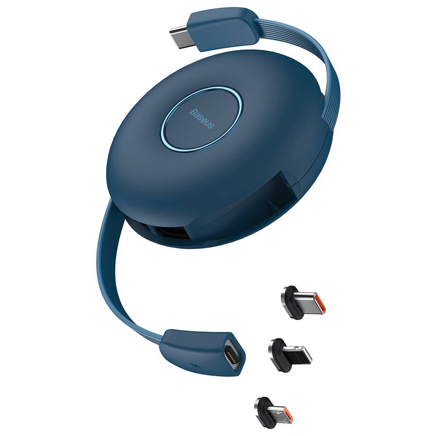 Baseus 20W Zinc Mag 3in1 FastCharge Retract USB-C to Lightning+USB-C+Micro - Green - 1.0 m
