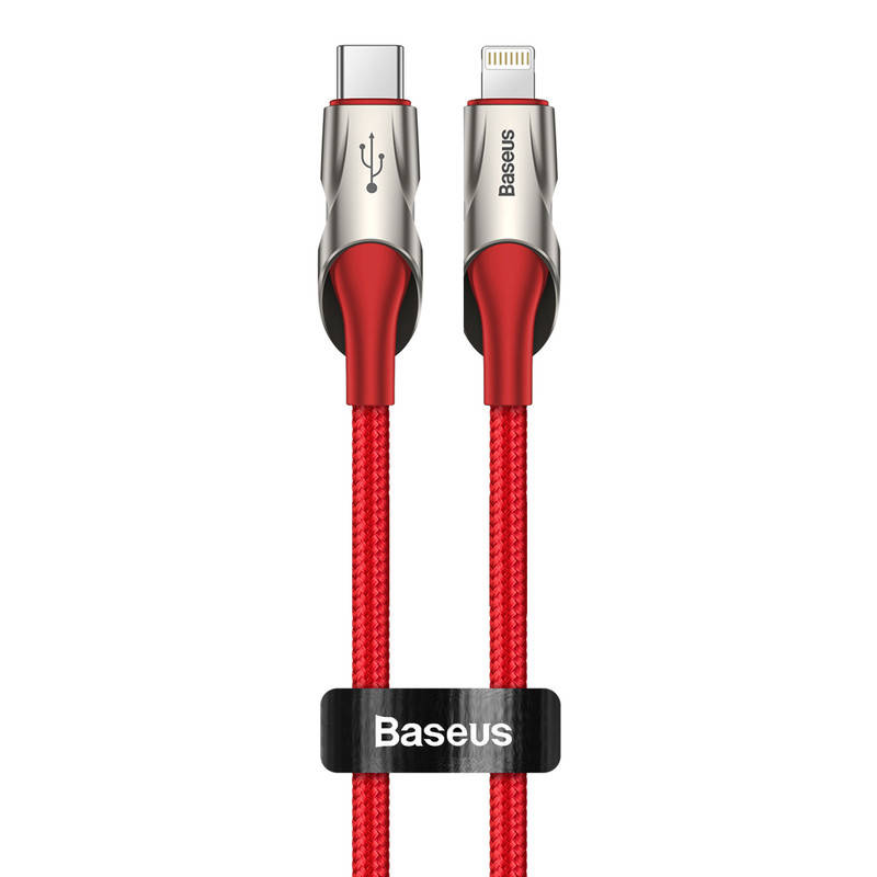 Baseus 1m - 18W Fish Eye LED Series USB Type-C to Lightning - Red