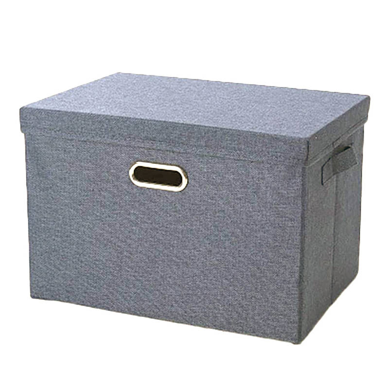 DHAO-Foldable Linen Fabric Clothing Storage Box Collapsible Organizer Grey - Grey XL