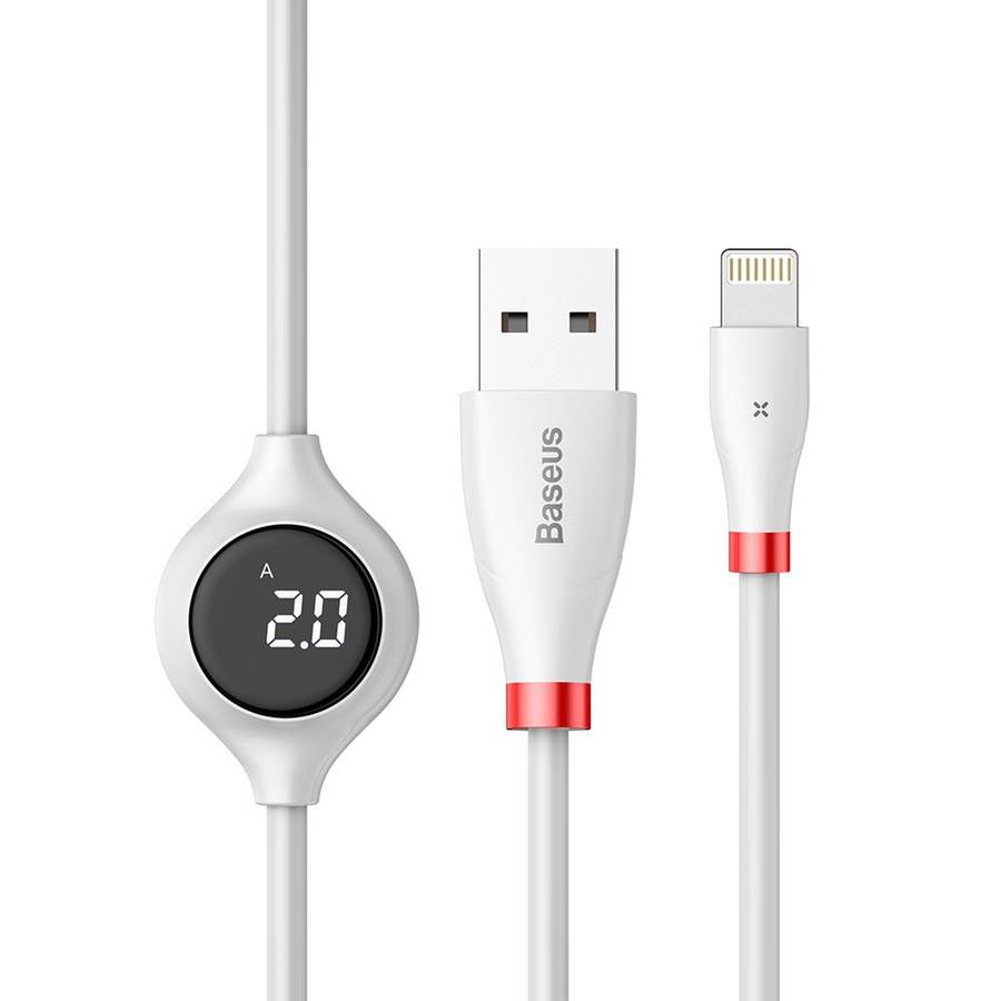 Baseus 1m - 2A Big Eye Digital Display USB Type-A 2.0 to Lightning - White