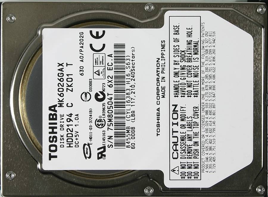 Toshiba 60Gb MK6026GAX 2.5" Hard-Drive