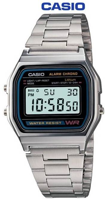 Casio Silver Unisex Digit Alarm Chronograph (A158WA-1Q) - Casio