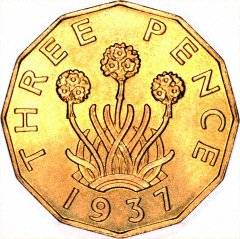 Thrift Plant on Reverse of 1937 Brass Threepence