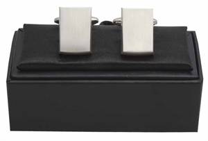 Brushed rhodium plated cufflinks in presentation box - Rectangle