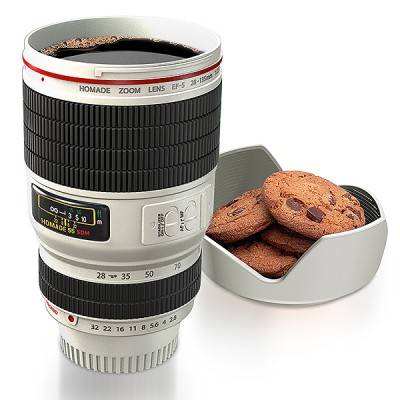 Camera lens mug - white - 24hr dispatch