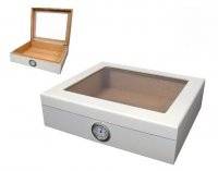 Cigar Humidor - White Matte with Glass Lid (HUM045)