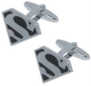 Rhodium plated and black cufflinks in presentation box - Superman