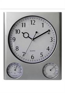 Silver weather station wall clock