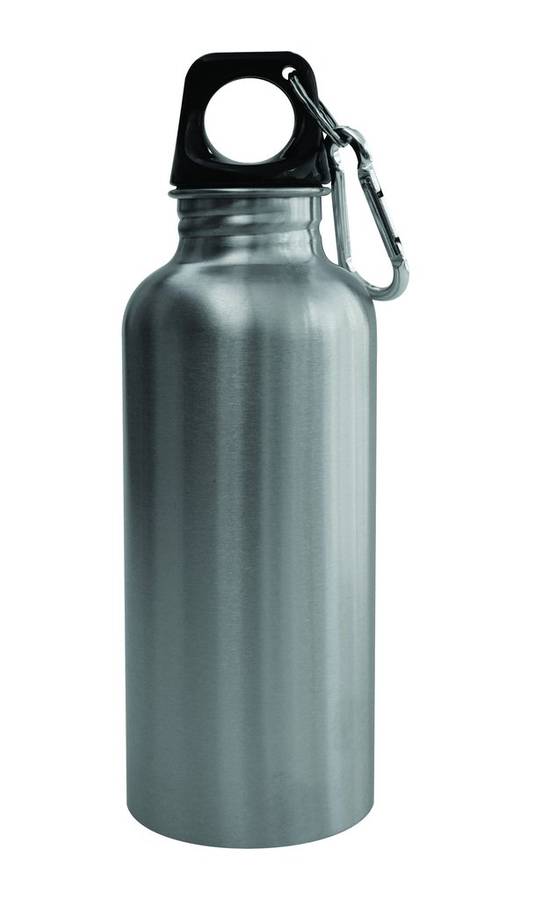 Stainless steel water bottle with carabiner (500ml)