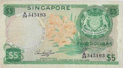 (Item 00311) Singapore Bank Notes - Post 1950 3 values $10, $5 and $1 Circulated