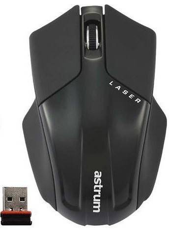 Astrum Aero Laser Wireless Mouse 1,600Dpi 2.4GHz GFSK Black - Astrum