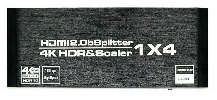 HDMI 4-Way Splitter 4K 60 Hz fps HDR HDCP 2.2 1x4 Scaler with EDID 120 Hz