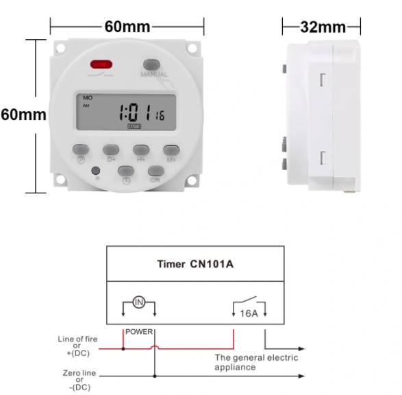 CN101A Digital Microcomputer 7 day Weekly Programmer Electronic Timer Switch 220V