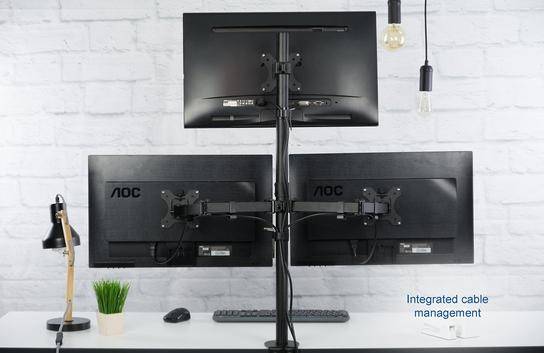 Triple Monitor Desktop Vesa Mount/Bracket - Provide 360° Rotation- 180° Swivel- and 45° Tilt