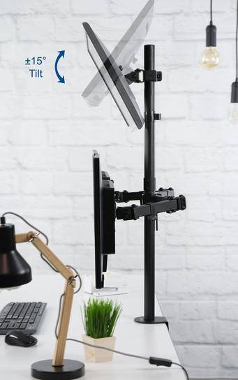 Triple Monitor Desktop Vesa Mount/Bracket - Provide 360° Rotation- 180° Swivel- and 45° Tilt