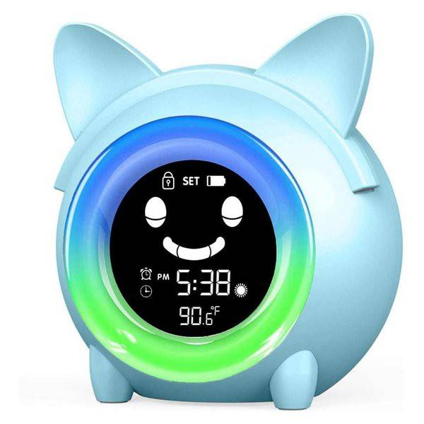Child Sleep Training Digital Alarm Clock with 5 Color Night Light Frog