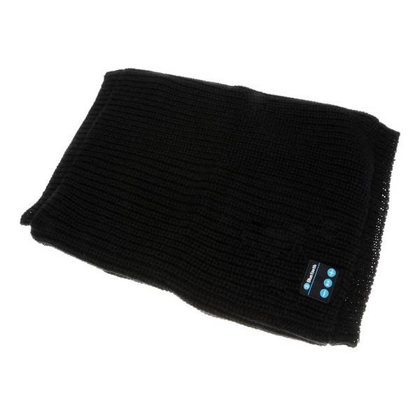Warm Knitted Style Scarf with Built-in Wireless Bluetooth Headphones Black