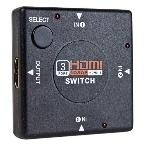 3-Port Mini HDMI Switch with 3 HDMI Inputs and 1 HDMI Output